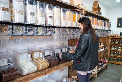 Lady shopping in a zero waste shop