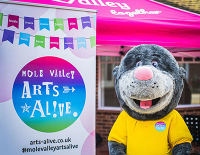 Merlin the Mole and Arts Alive banner